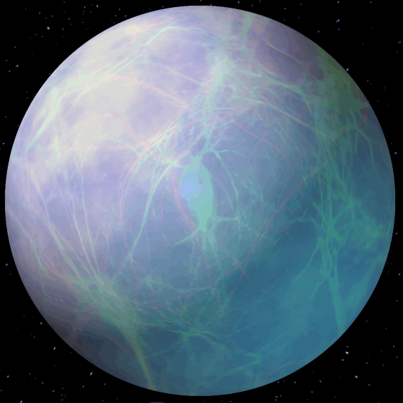Neuronen vlechtwerk op oppervlak aardachtige planeet